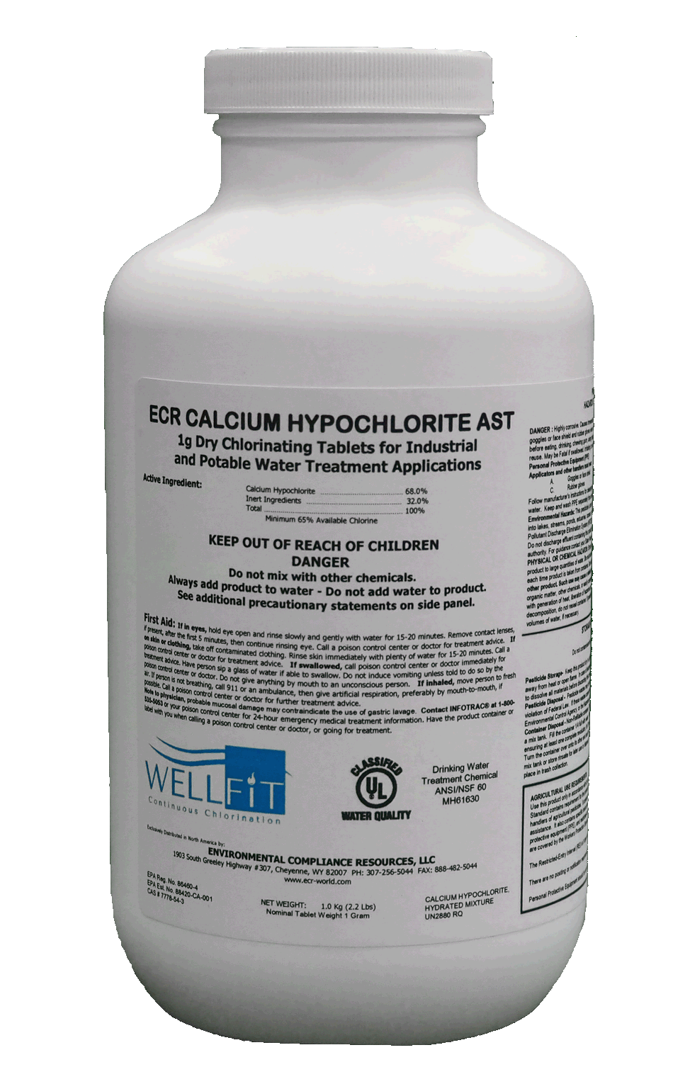 WellFit 1g Calcium Hypochlorite AST Tablets  2 lbs. Bottel